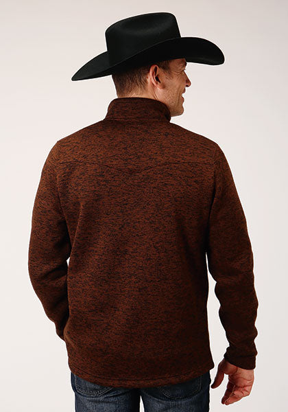 Stetson Mens 1/4 Button Sweater- Brown