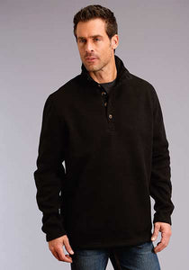 Stetson Mens 1/4 Button Sweater-Black