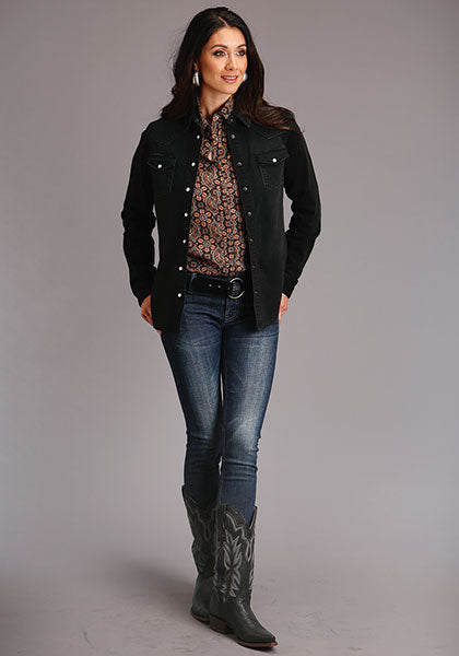 Stetson Womens Desert Cowboy Denim Embroidered Shirt