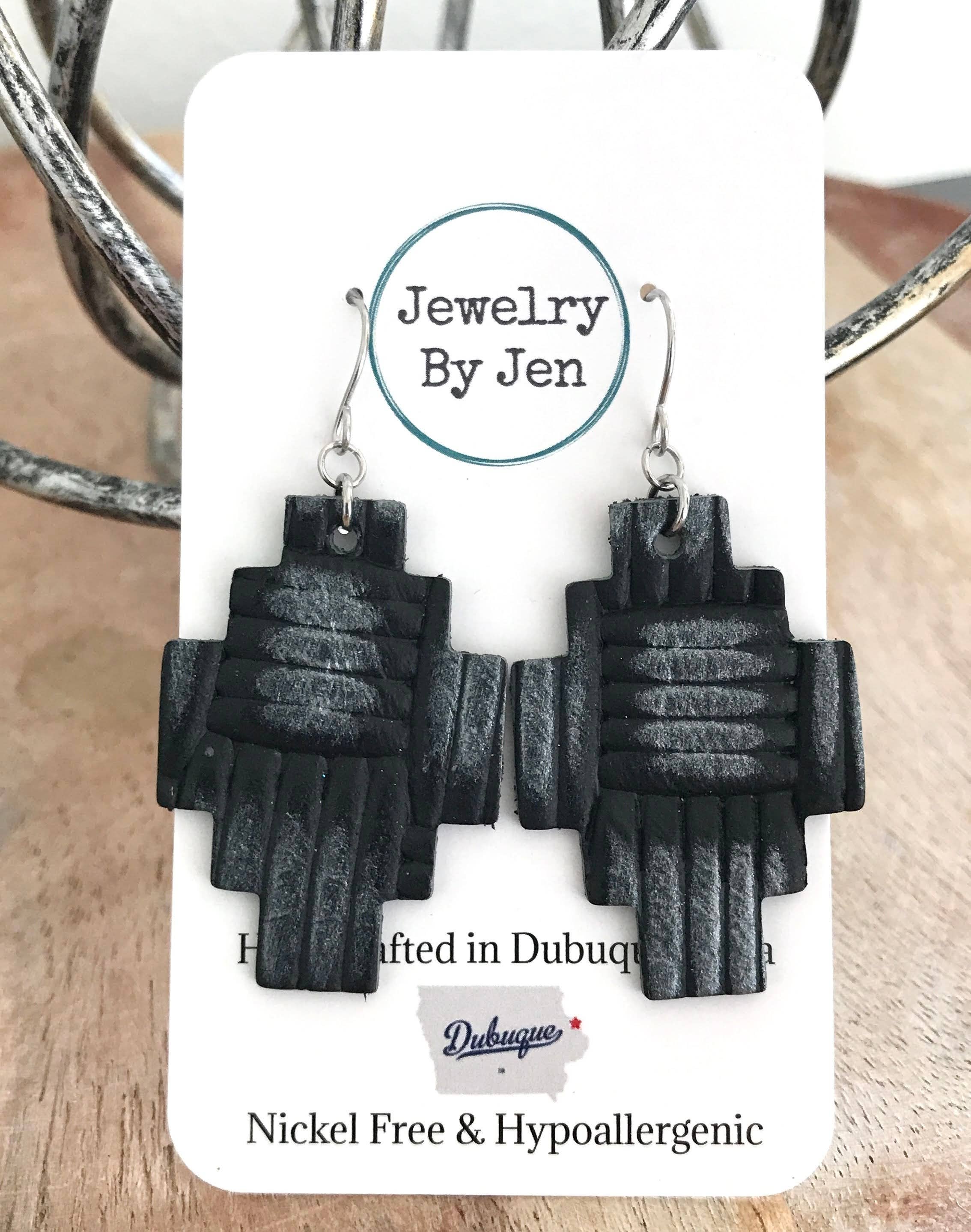 Gunmetal Aztec Weave Earrings