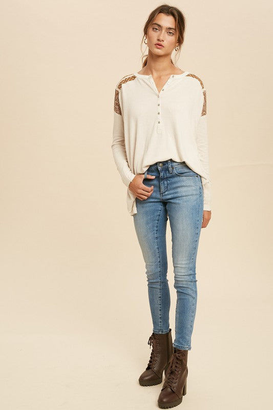 Contrasted Henley Top