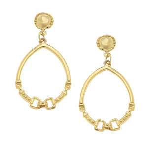 Gold Cab and Horse Bit Hoop Earrings