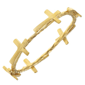 Gold Sideways Cross Bangle