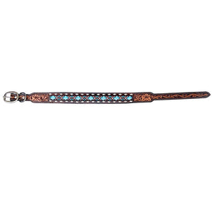 Beaded Symmetry Western Leather Hand Made Dog Collar