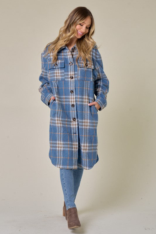 Kenzie Brushed Flannel Long Jacket