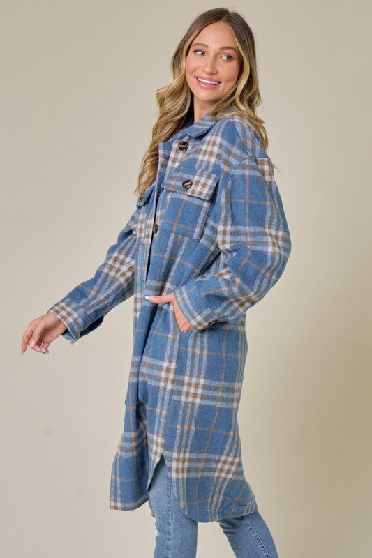 Kenzie Brushed Flannel Long Jacket