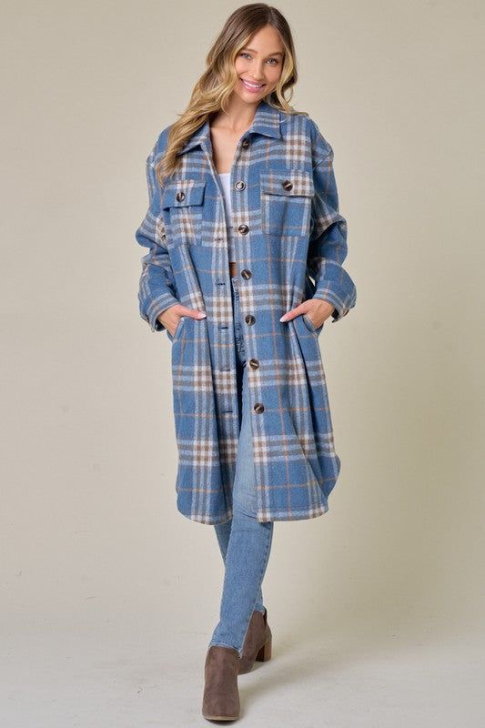 Kenzie Brushed Flannel Long Jacket