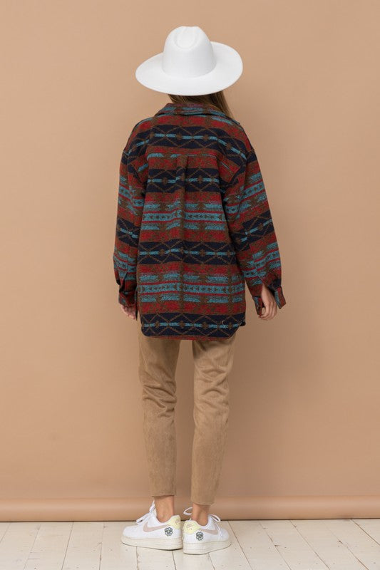 Aztec Oversized Shirt Jacket