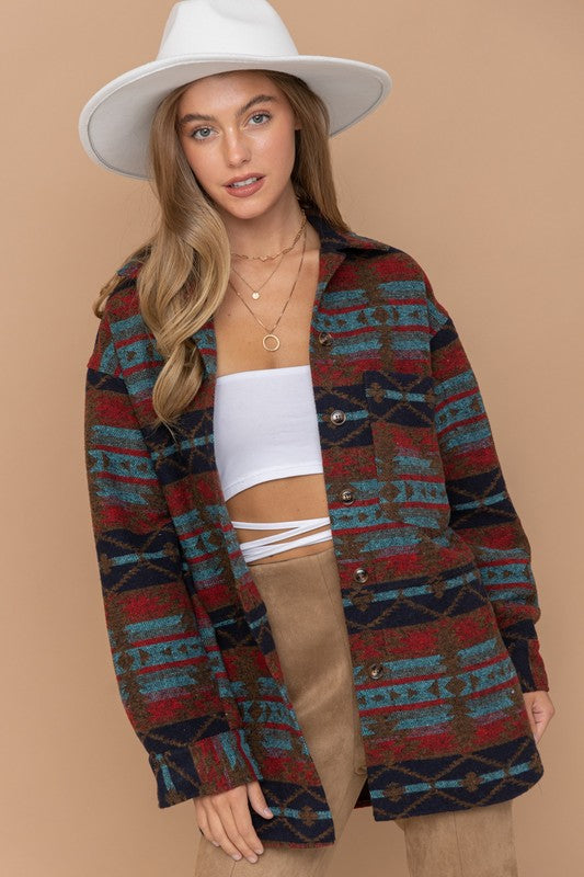 Aztec Oversized Shirt Jacket