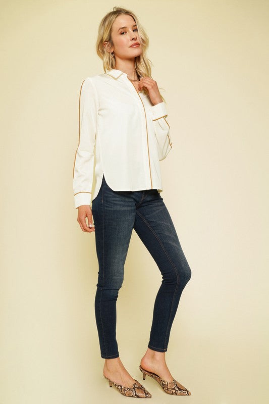 Piping Detail Tencel Shirt