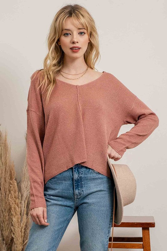 Back Button Sweater-Siena