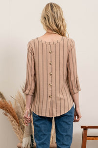 Striped Back Button Top