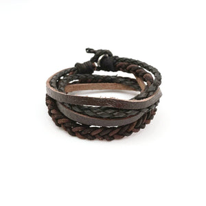 Aadi Bracelet - Black/Brown Braided and Smooth Leather