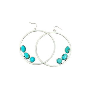 Silver Hoop With Turquoise Earrings 722051