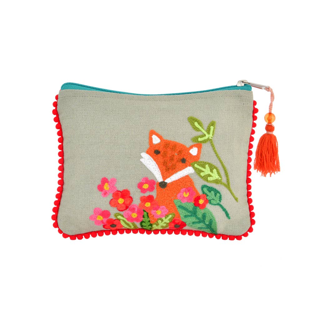 Garden Fox Embroidery Pouch