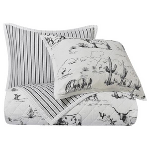Ranch Life Western Toile Reversible Quilt Set