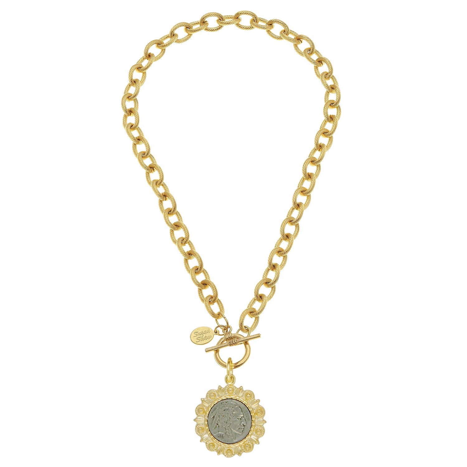 Genuine Indian Nickel on 24kt Gold Plated Necklace