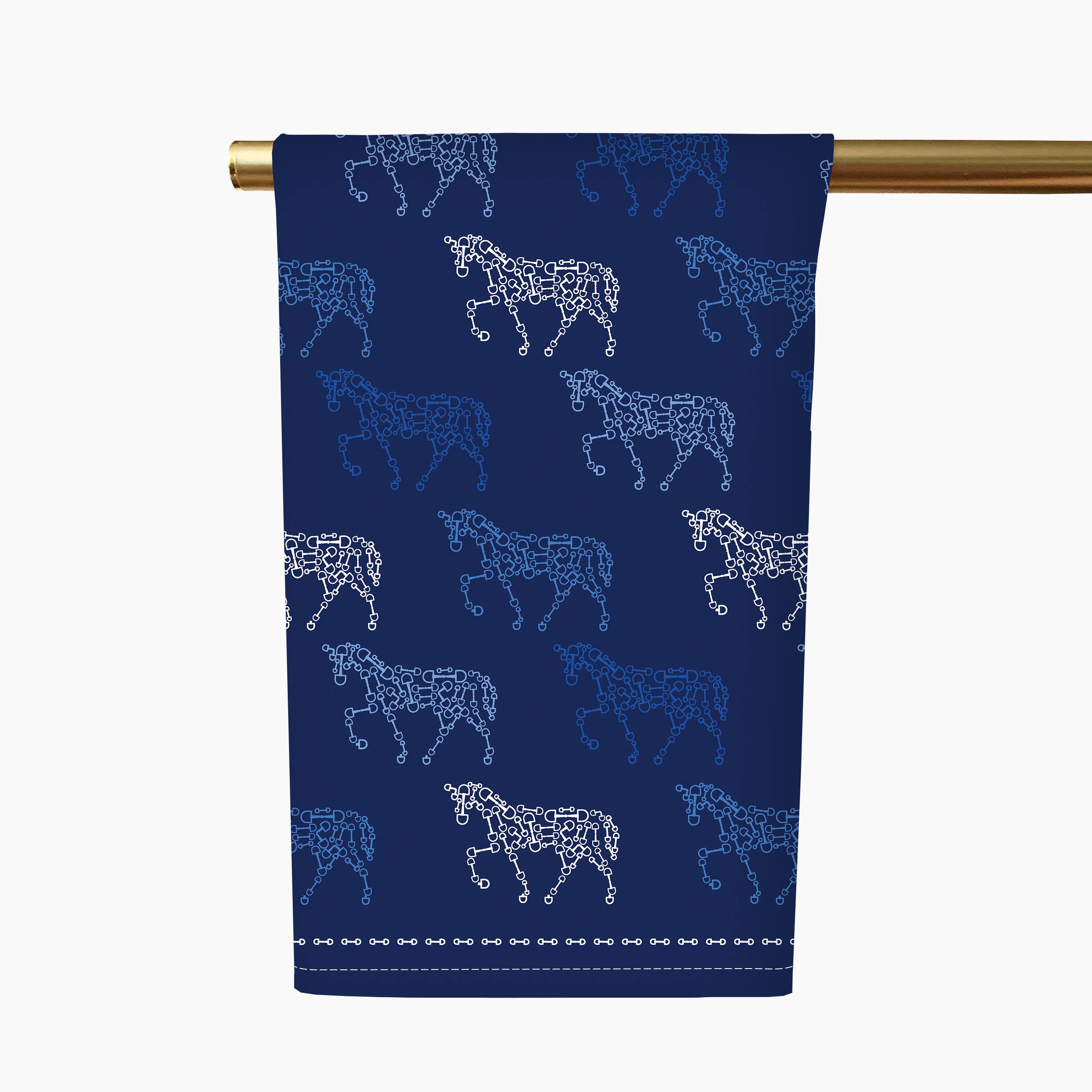 Equestrian Bit Horses Tea Towel - Blue