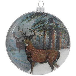 Snowy Deer Disc Ornament
