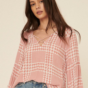 Houndstooth Long Sleeve Top 