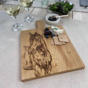Horse Portrait Medium Oak Serving Paddle
