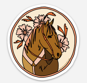 Cowgirl Horse Floral Colorful Clear Matte Sticker