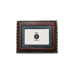 Turquoise Edge & Stitched Leather Insert
Picture Frame, 4" x 6"