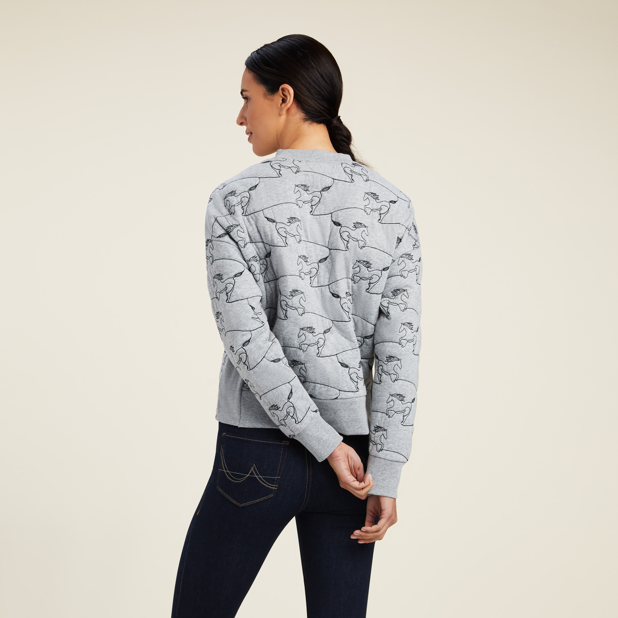 Ariat Womens Contour Equine Crew Sweatshirt Heather Grey