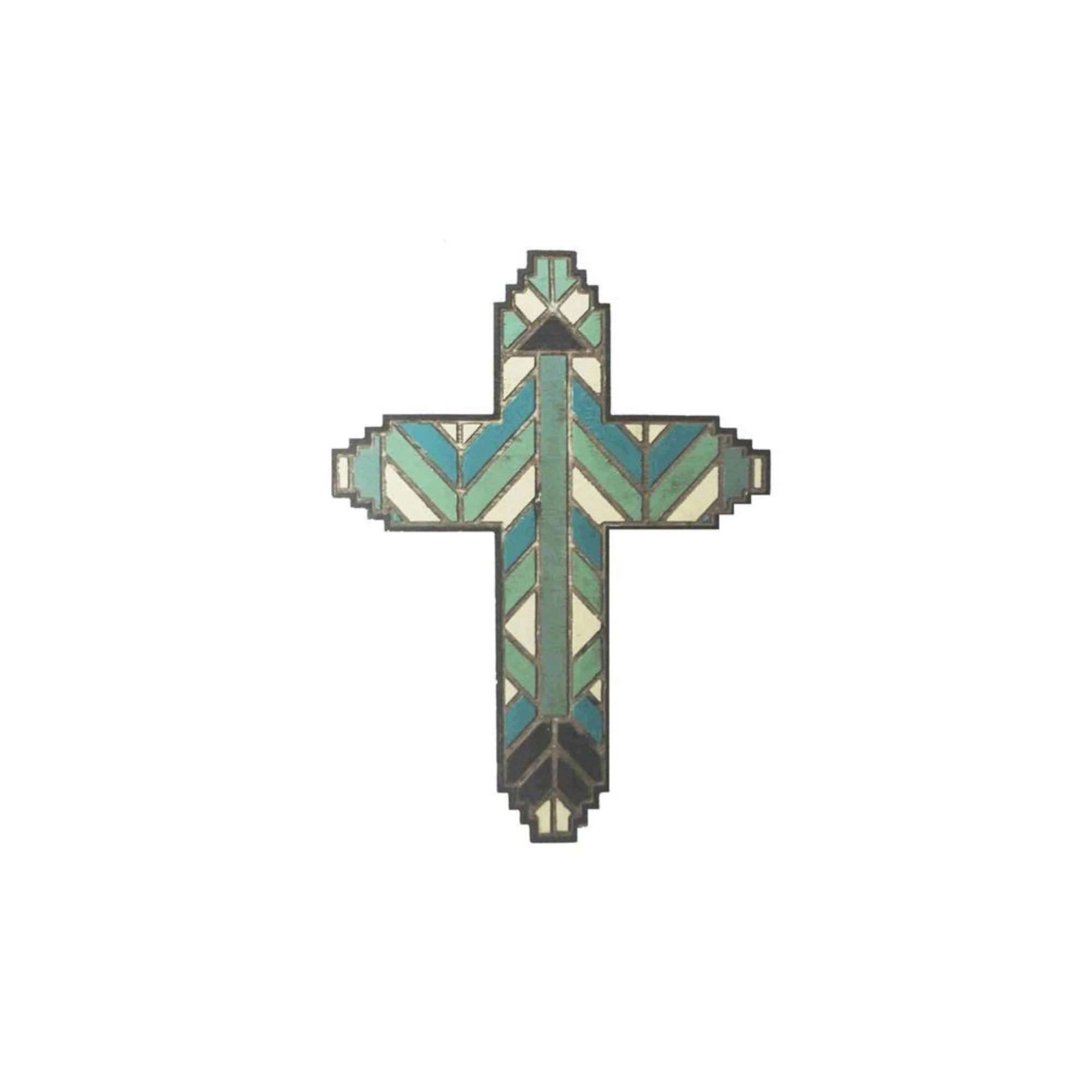 Wooden Stained Glass Design Cross Wall Décor, 19&quot; x 14&quot;