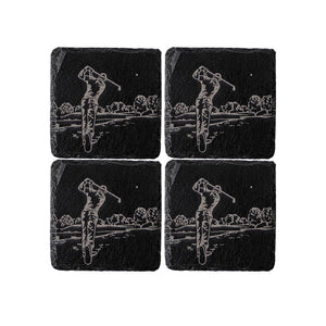 4 Slate Coasters - Golf