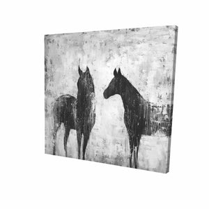 Black And White Horses Print on Canvas, 24"x24"