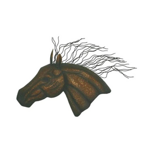 Large Horse Head Forged Metal Wall Sculpture, 18" x 30"