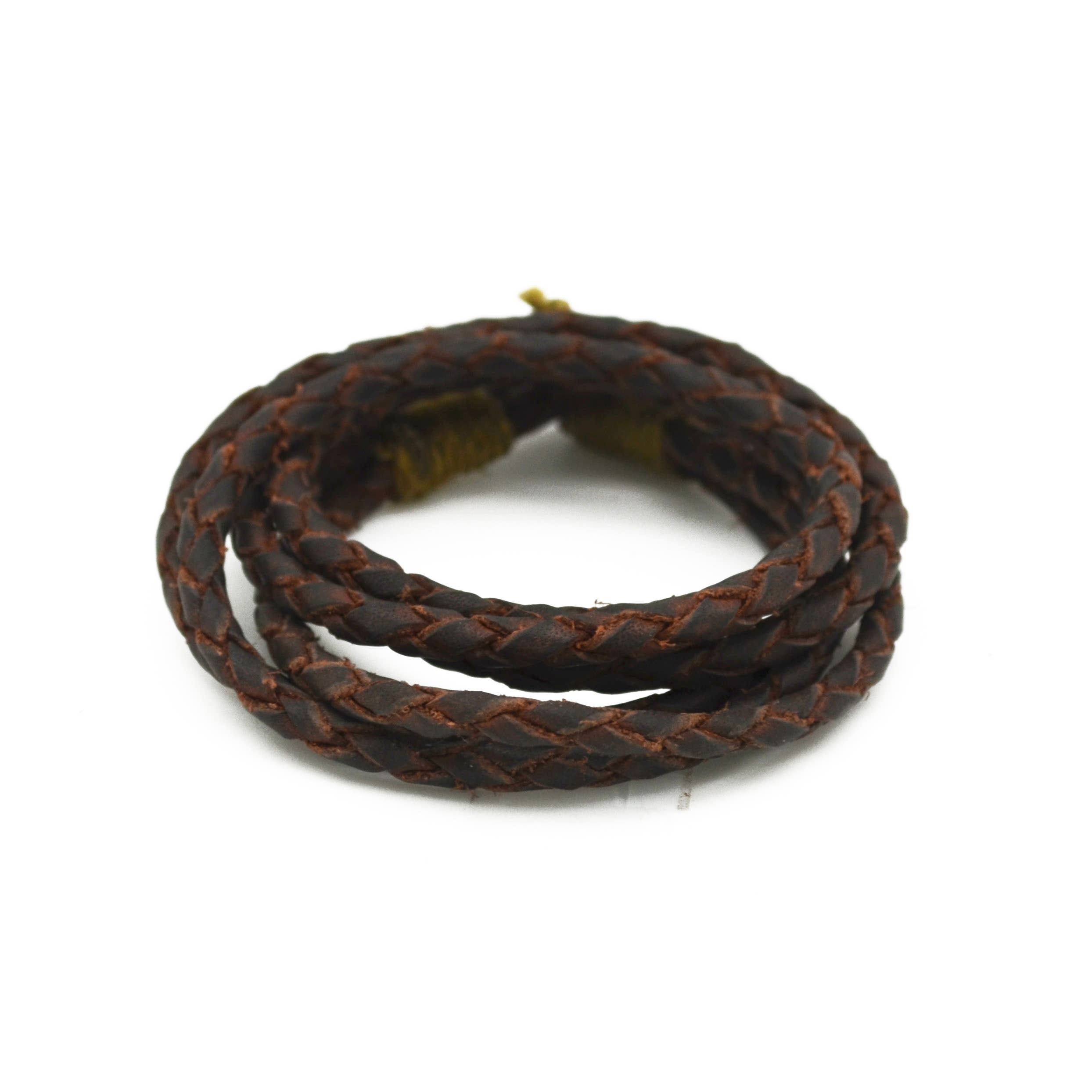Aadi Brown Braided Leather Wrap Men's Bracelet