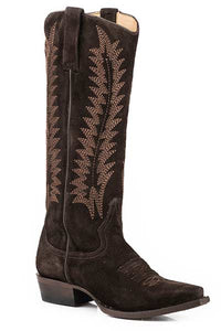 Stetson Emme Suede Cowboy Boots-Chocolate