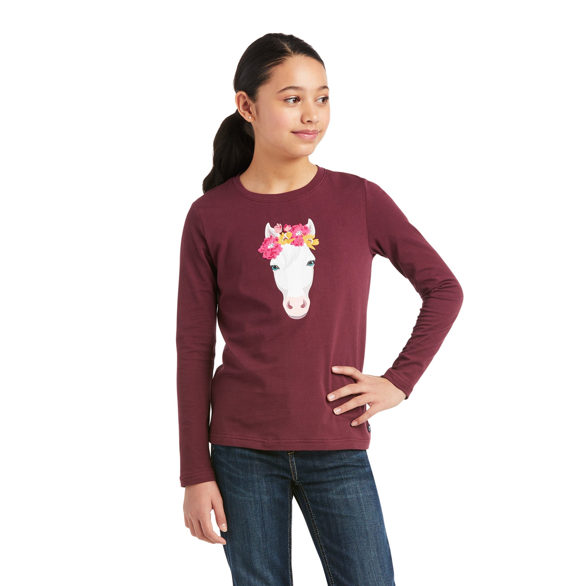 Ariat Girls Flower Crown Long Sleeve T-Shirt