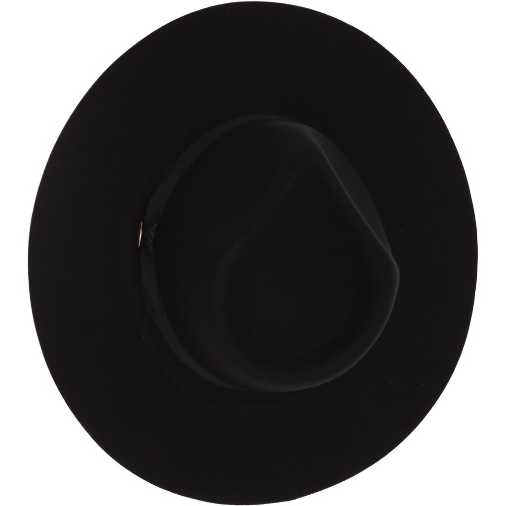 Ribbon Band Trim Wool Felt Panama Hat Black