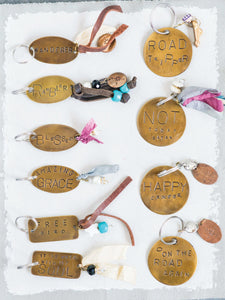 Brass Key Chain with Saying, 10 Styles
