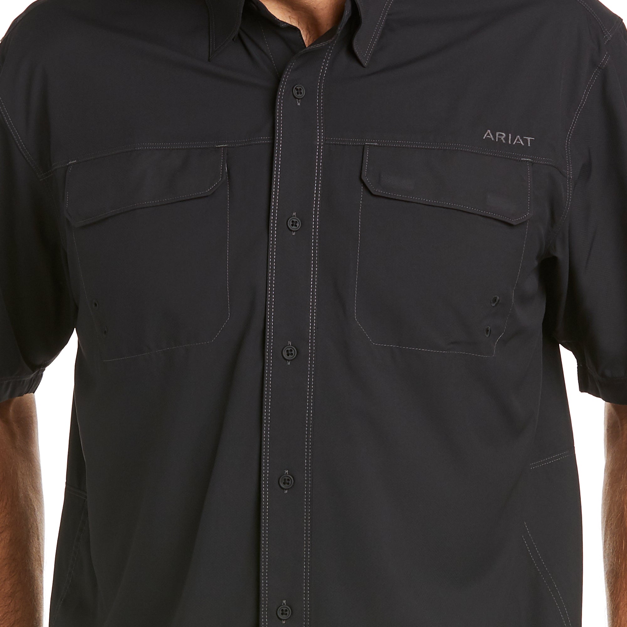 Ariat Mens Venttek Outbound Short Sleeve Shirt Black