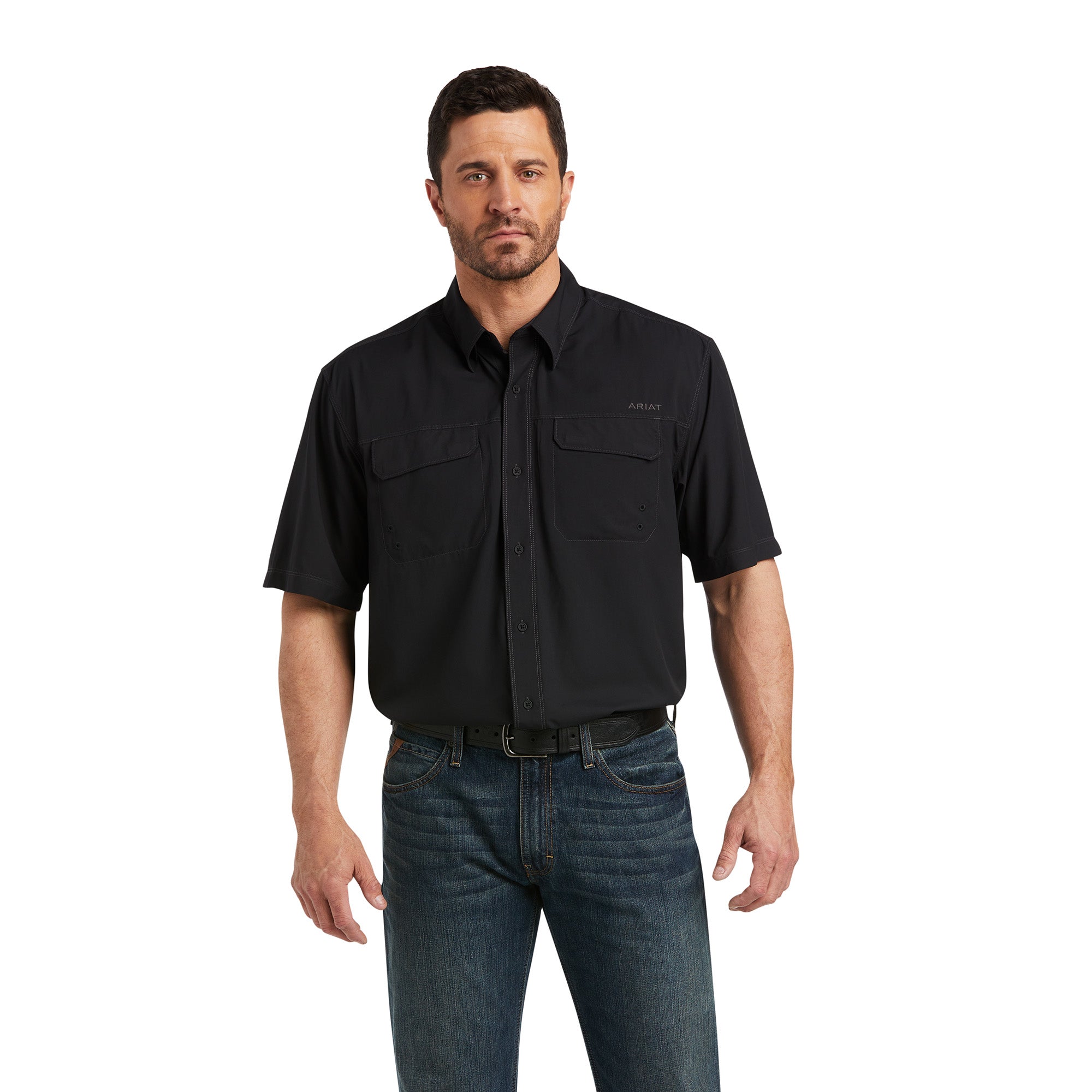 Ariat Mens Venttek Outbound Short Sleeve Shirt Black