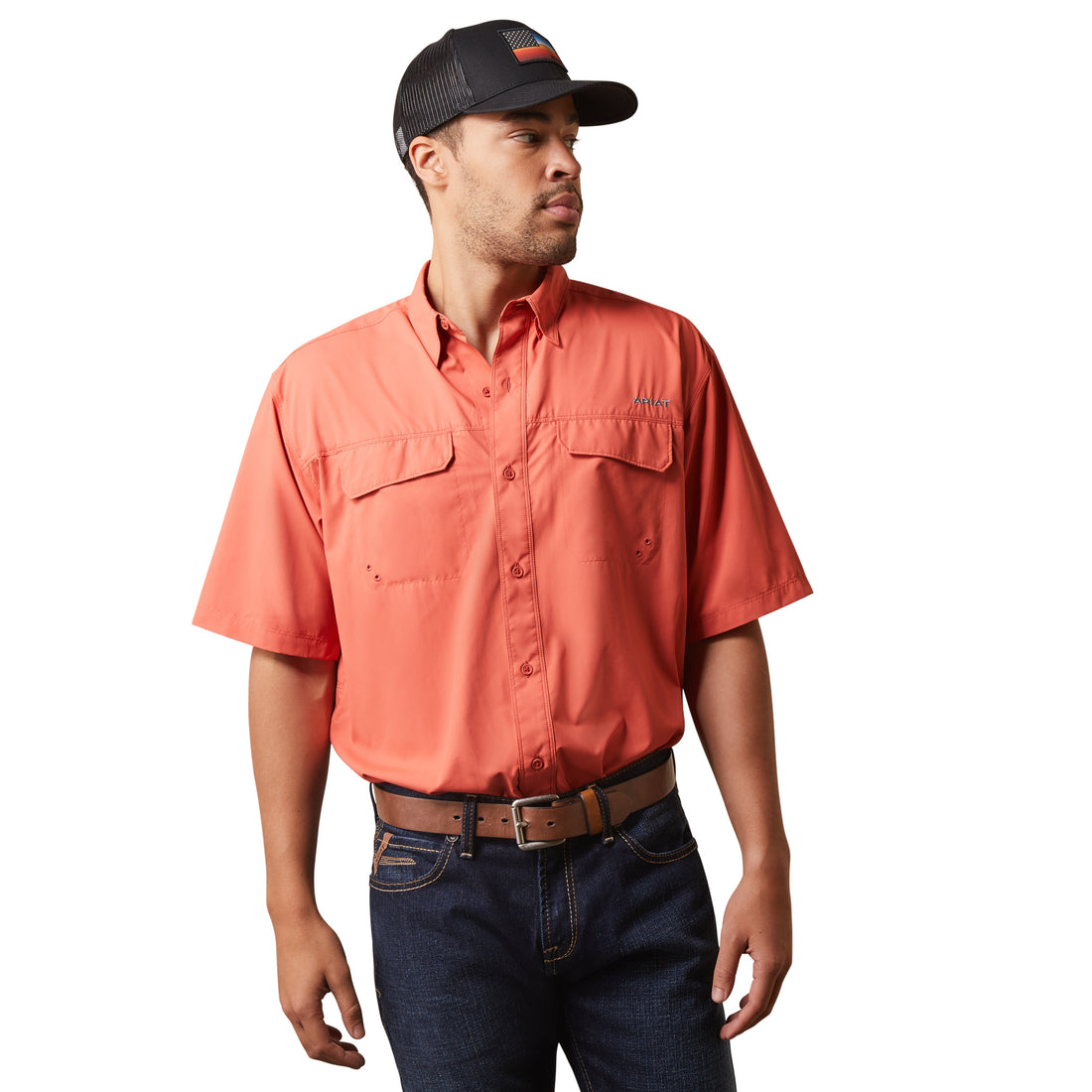 Ariat Mens Venttek Outbound Short Sleeve Shirt-Burnt Sienna