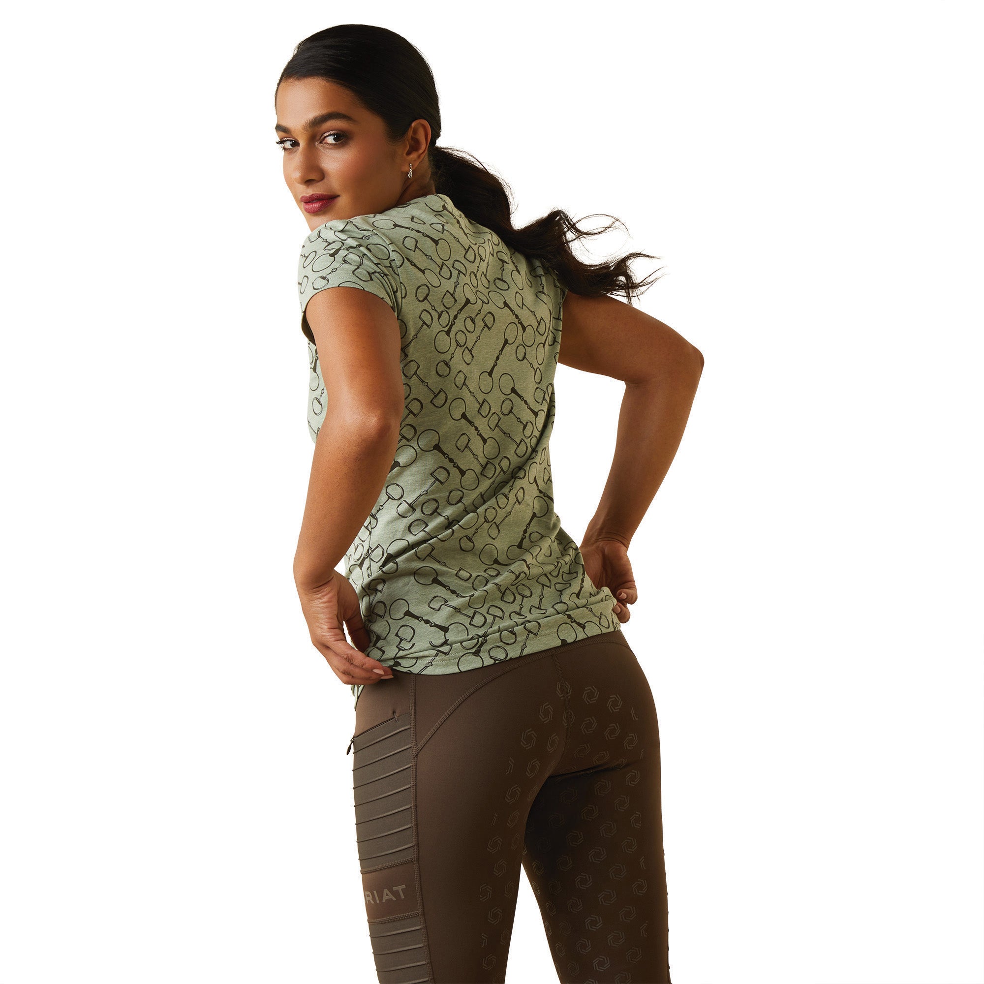 Ariat Womens Snaffle Short Sleeve T-Shirt- Basil Heather