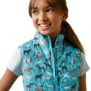 Ariat Girls Bella Insulated Reversible Vest-Aqua Horses