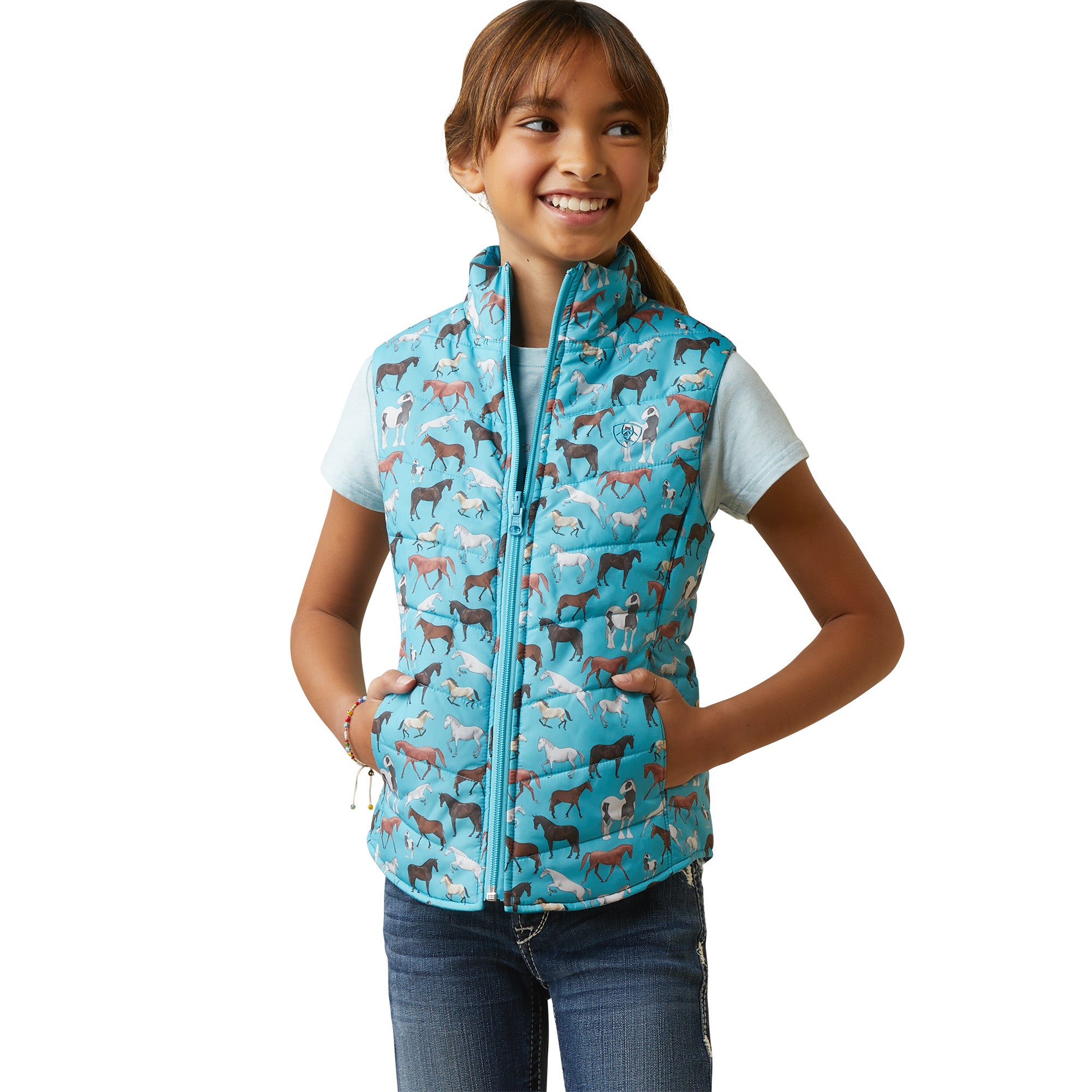 Ariat Girls Bella Insulated Reversible Vest-Aqua Horses