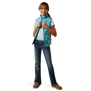 Ariat Girls Bella Insulated Reversible Vest-Aqua Horses