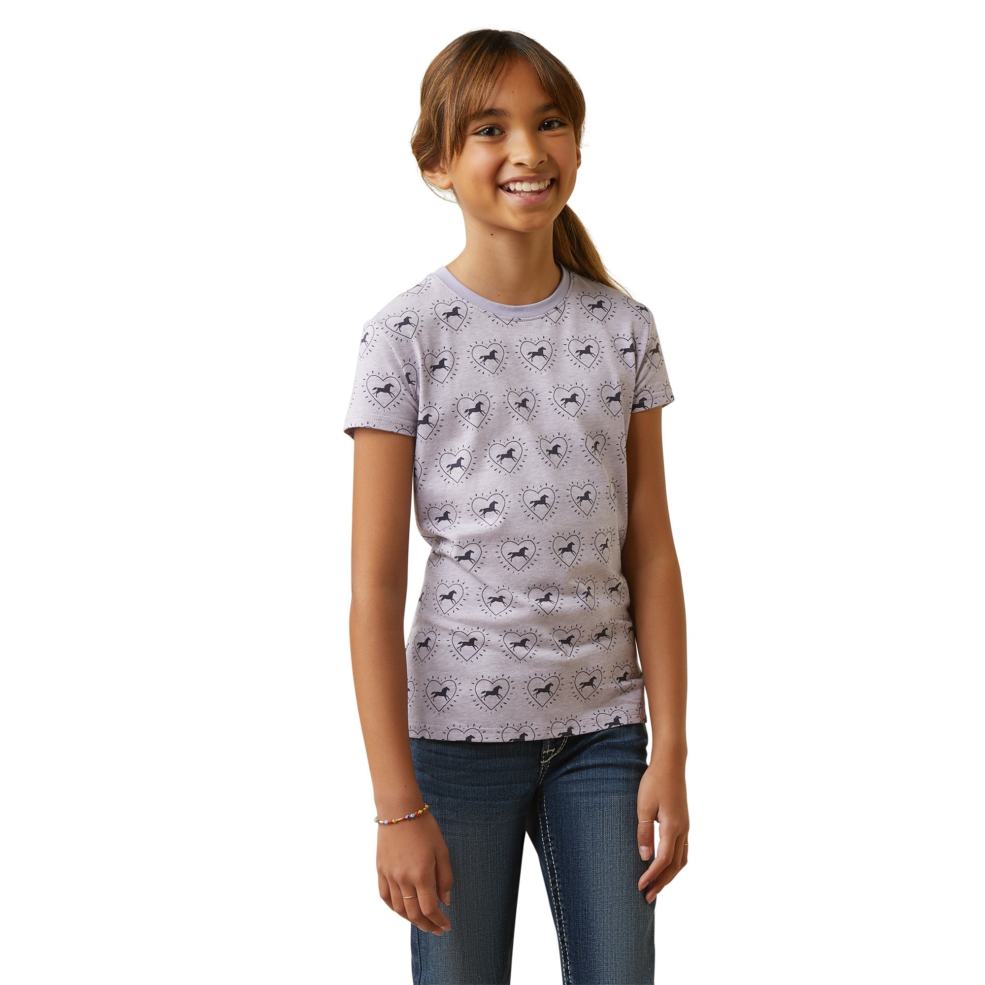 Ariat Girls So Love Short Sleeve T-Shirt-Heather Grey