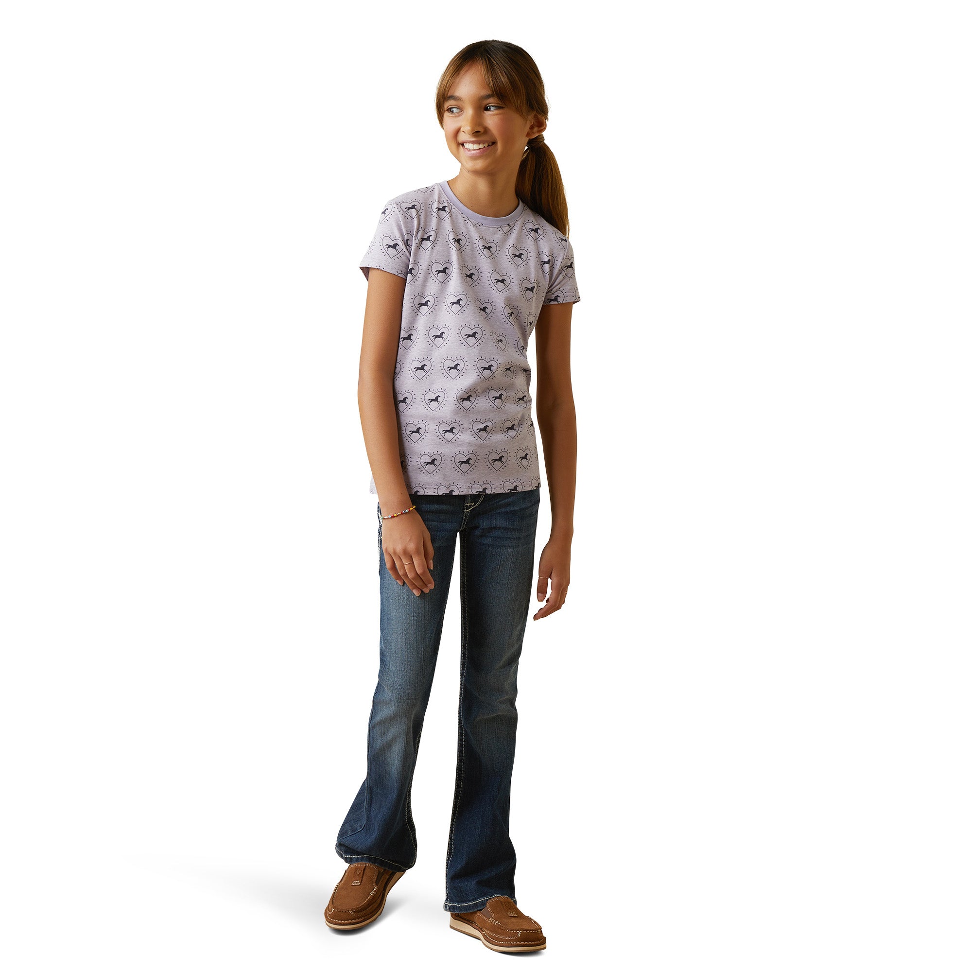 Ariat Girls So Love Short Sleeve T-Shirt-Heather Grey