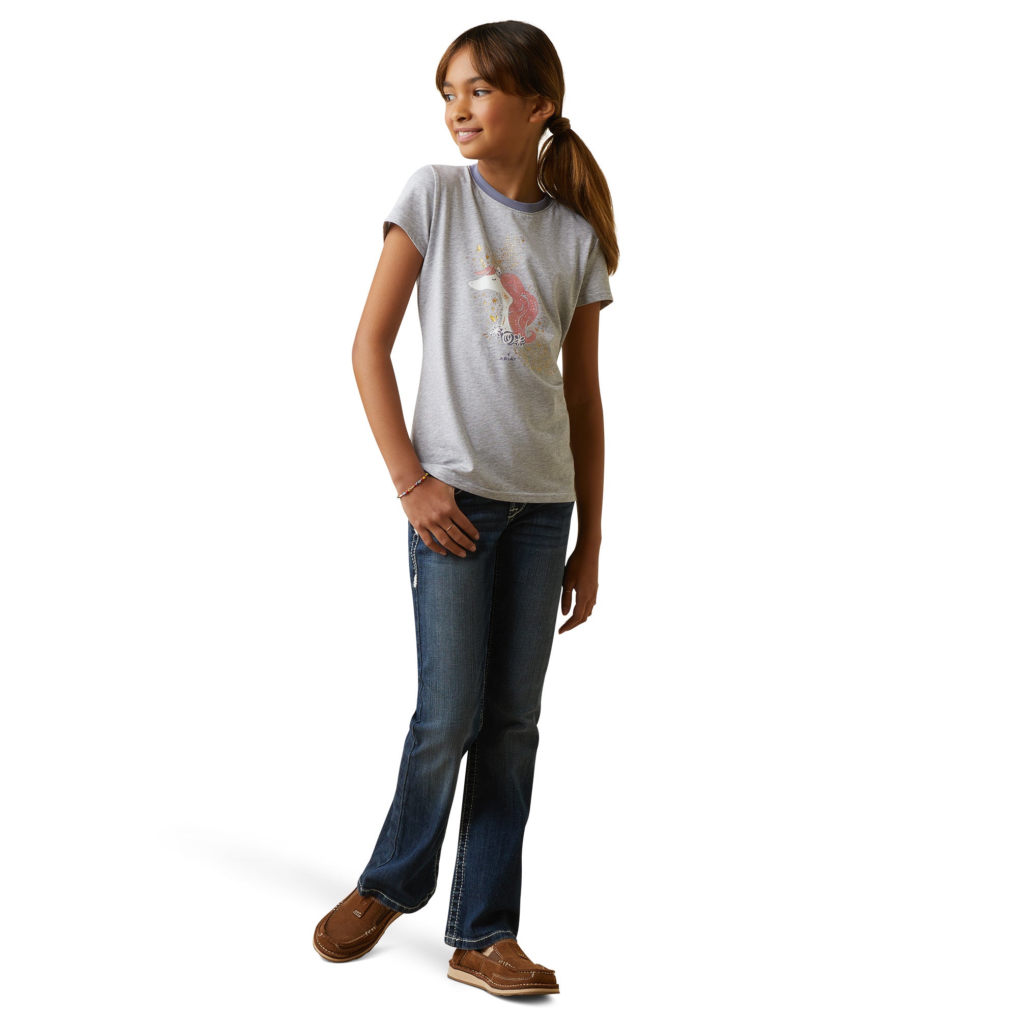 Ariat Girls Imagine Short Sleeve T-Shirt-Heather Grey