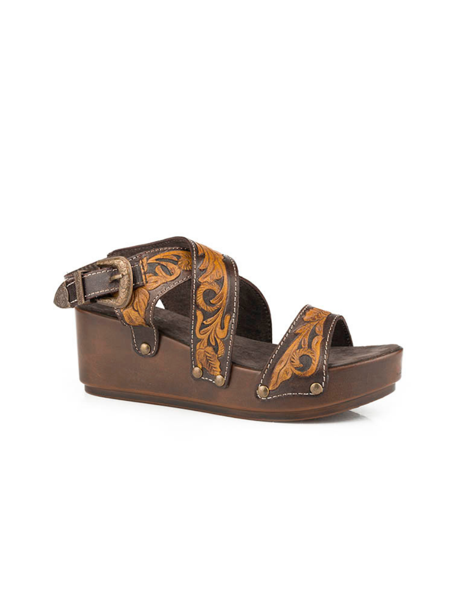 Diva Wedge Sandal Brown &amp; Tan