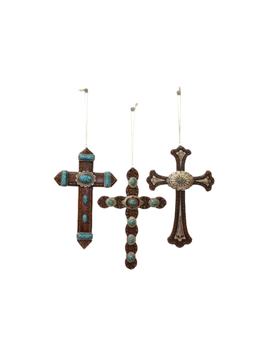 Turquoise Cross Ornament 9.5 x 4