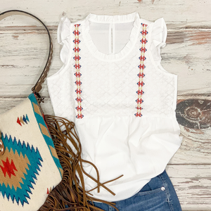 White Lace Splice Ruffles Babydoll Tank Top